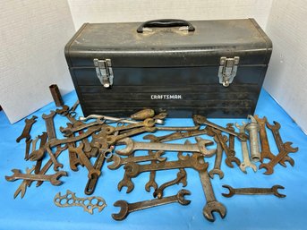 Grouping Of Antique Wrenches With Tool Box D-42