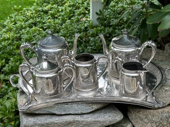 Stunning Vintage Meriden B. Company Tea Set With Floral Embossed Design