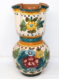 Beautiful Hand-Painted Hand-Thrown Majolica Floor Vase