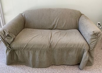 Claude Cable Co. Petite Floral Loveseat With Corduroy Slipcover