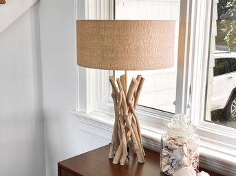 Driftwood Table Lamp With Burlap Shade