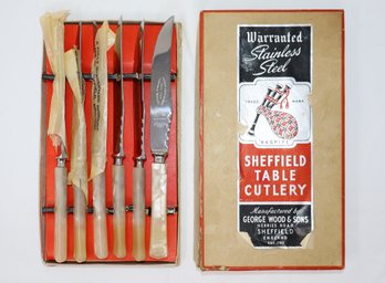 Set Of 6 George Wood & Sons 'Bagpipe' Steak Knives