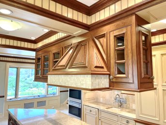 A Ceiling Mount Glass Door - Bar Cabinet With Exhaust Fan & Surround