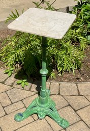 Vintage Cast Iron Pedestal Stand With Tile Top