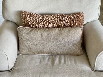 Feather And Down Ruffled Lumbar Pillow Together With An American Mills Rectangular Throw Pillow