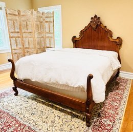 French Country Carved Queen Bedstead - Purchased At Country Willow