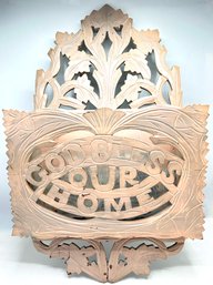 Vintage Folk Art 'God Bless Our Home' Wall Hanging Magazine Or Mail  Basket