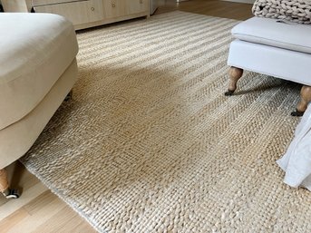A Natural Fiber Woven Coastal Geometric Rug - 11 X  15 - Jute