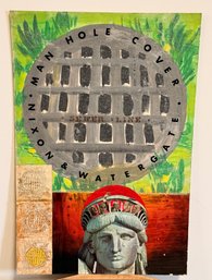 Vintage 1970's Doris Carter Political Pop / Op Art Mixed Media On Board