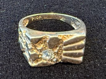Vintage 10K Gold Gentleman's Ring With A Diamond