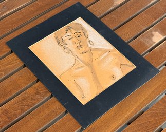 Vintage 1970's Pen & Ink Drawing Portrait By Doris Carter