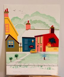 Vintage Mixed Media / Acrylic Painting By Doris Carter Of Kinsale Ireland Houses