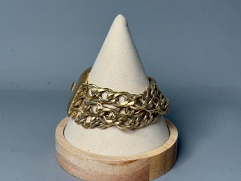Pretty Gold Toned Trifari Triple Chain Bracelet