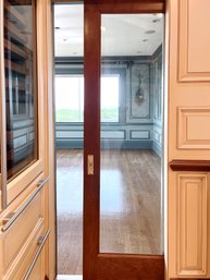 A Beveled Glass - Wood Frame - Sliding Pocket Door - Kitchen