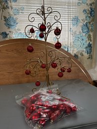 27' Metal Gold Ornaments Tree Wit Bag O Ornaments
