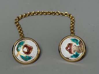 Beautiful Floral Design Enamel Sweater Guard Clips