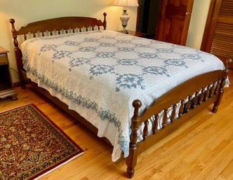 Wooden Queen Bed Frame With Mattress & Box Spring