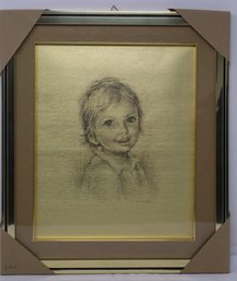 Rare & Unique Framed Giuseppe Tarantino Gold Tone Print - Smiling Boy