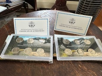 U S  Mint 2004 &  2005 Westward Journey Nickel Series Coin Sets With Boxes & COAs