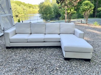 Comfortable Sofa With Chaise Lounge And Studded Detail