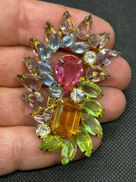 Fabulous Vintage 1940s/50s JULIANA D & E Multi-colored Rhinestone Statement Brooch