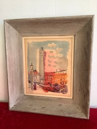 Framed Watercolor Paris Street Scene