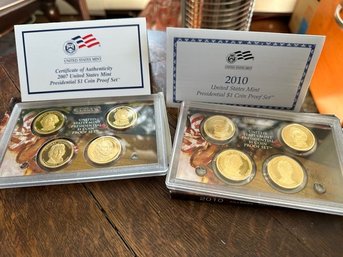 U S Mint 2007 & 2010 Presidential $1 Coin Proof Set