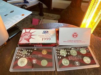 U S Mint 1999 Silver Proof Set With Box And COA