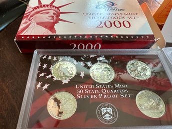 U S Mint 2000 Silver Proof Set With Box & COA