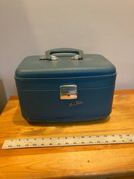MCM Blue Make Up Train Travel Case Suitcase