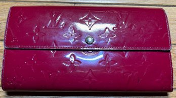 Vintage LOUIS VUITTON 'SARAH' Vibrant Pink Embossed Leather Wallet