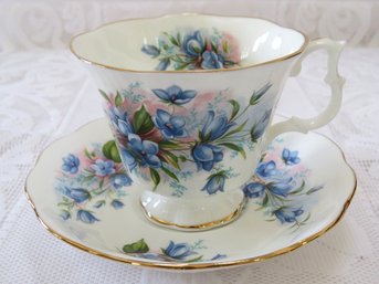 Collectible  Royal Albert Blue Forget Me Not Cup And Saucer