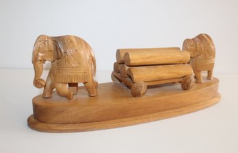 Cauvery Arts & Crafts Wooden Elephant Log Train