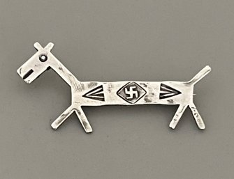 Fred Harvey Era Whirling Log Horse Pin, 2.4g