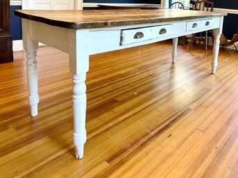 A Rustic Pine Farm Table - With Drawers - 19th Century - 84 Inch