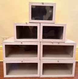 7 Container Store Closet Storage Boxes In 2 Sizes, Larger Retailed For $30 Each