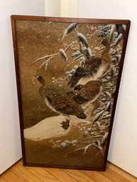Antique Chinese Painting Of Mandarin Ducks And Winter Foliage- 3rd Party Shipping