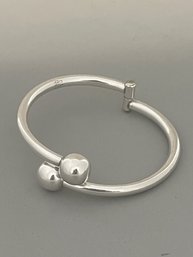 Taxco Sterling Ball Bypass Hinged Bracelet, 26g