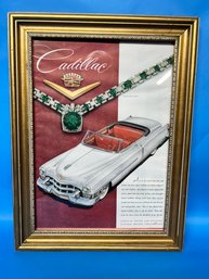 1950s Cadillac Advertisement Framed Behind Glass