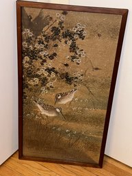 Antique Chinese Painting Of Woodcocks And Spring Foliage- 3rd Party Shipping