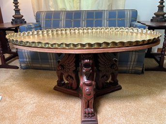 Wooden Gargoyles Recovered During 1955 Flood At Winsted Pharmacy & Turned Into Brass Top Coffee Table
