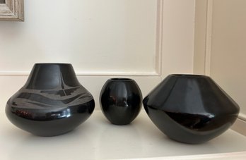Denny Gutierrez Santa Clara Pottery Trio- Signed