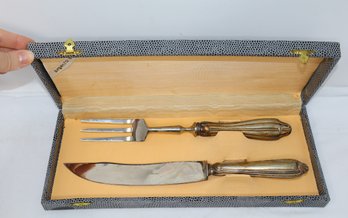 Argento Solingen 800 Silver Carving Knife & Fork Set With Presentation Box