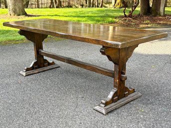 A Magnificent Gothic Revival Trestle Base Refectory Table, C. Early 1900's
