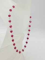 Sterling Silver & Ruby Beaded Bracelet