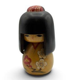 Vintage Japanese Creative Kokeshi Doll Geisha With Floral Kimono Signed