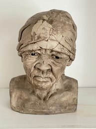 Ceramic Sculpture Bust Old Zulu Woman Signed By J. Vorsten