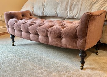 Custom Classic Upholstered Settee/Bench On Turned Legs With Casters