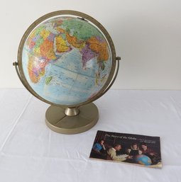 A Vintage Replogle World Nation Series 12' Globe On Stand With Original Pamphlet