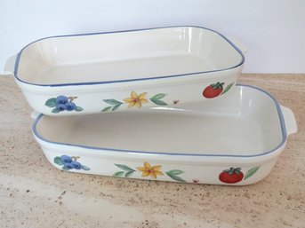 Pair Of Rectangular Baker Dishes 'Summer Garden'  By Pfaltzgraff
